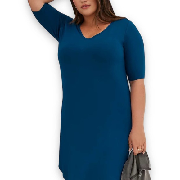 Torrid Mini Super Soft Tee Shirt Dress Teal Blue Plus Size 1X - Picture 2 of 7